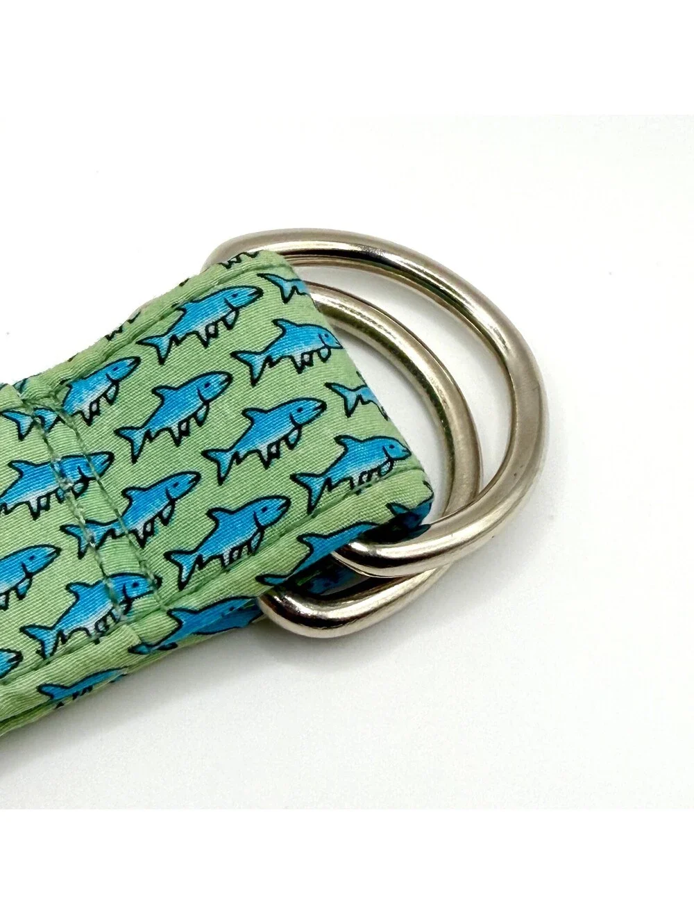 Vineyard Vines Green Cotton Preppy Shark D-Ring Belt